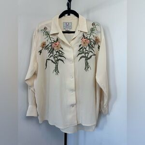 ALFRED SUNG Vintage Silk Embroidered Blouse